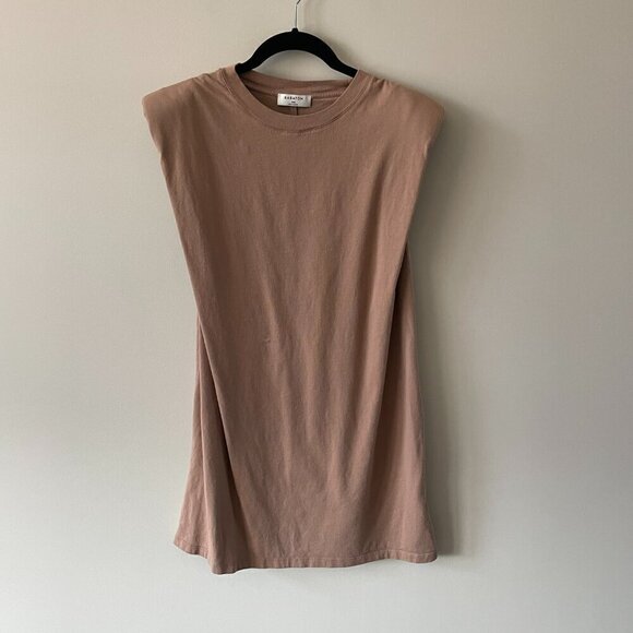 Aritzia Babaton Shoulder Pad T-Shirt Dress Pullover Short Sleeve Brown XXS - Picture 2 of 7